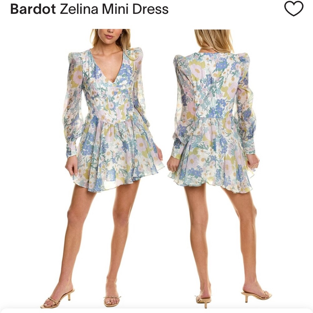 Bardot Zelina Flirty Floral Mini Dress - Blue and Yellow REVOLVE Large